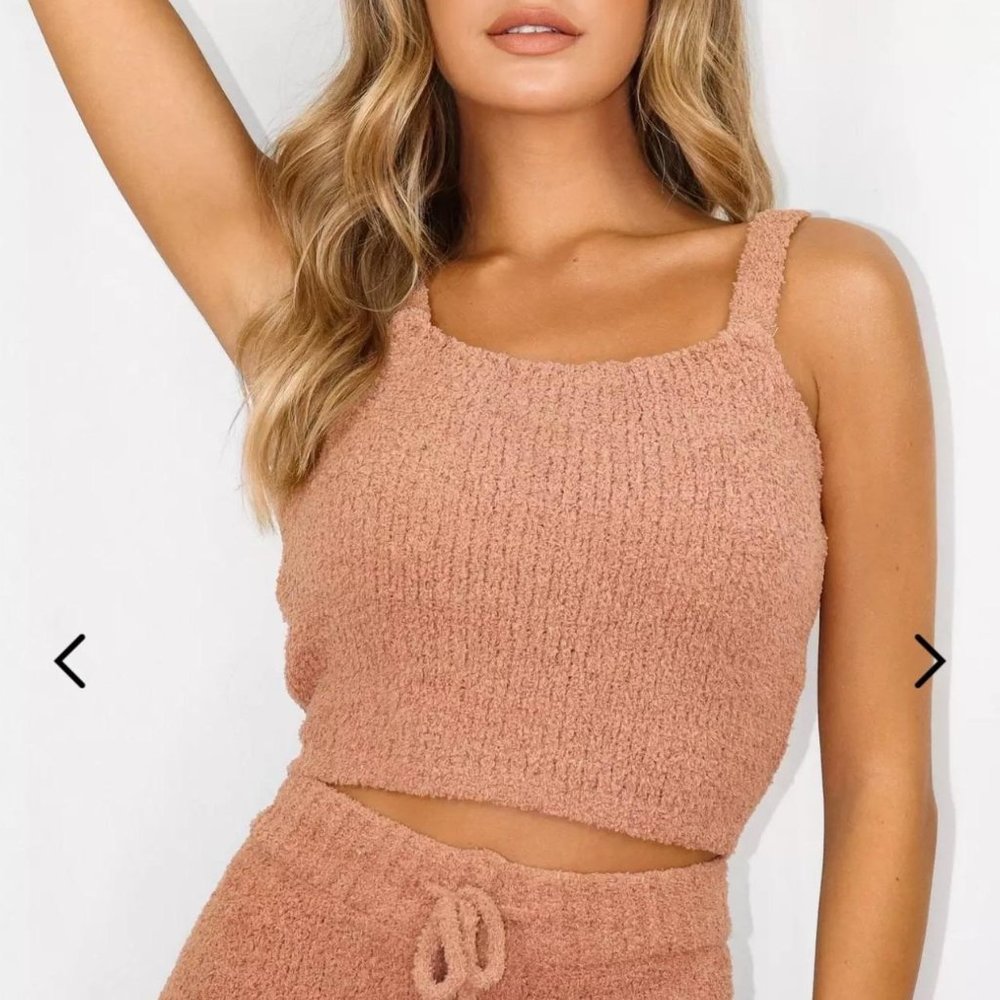 Missguided Mocha Cosy Knit Cropped Tank Top
